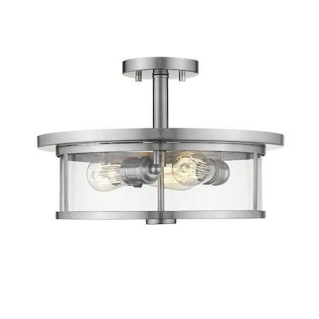Z-Lite Savannah 3 Light Semi Flush Mount, Brushed Nickel & Clear 462SF16-BN